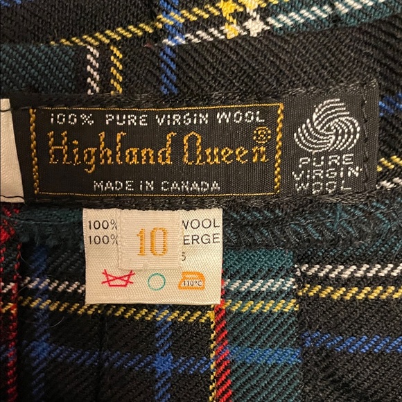 Women’s Vintage Highland Queen 100% Wool Black Stewart Tartan Kilt Size 10 - Picture 2 of 6